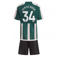 Dětský Fotbalový dres Manchester United Donny van de Beek #34 2023-24 Venkovní Krátký Rukáv (+ trenýrky)